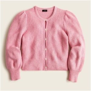 J. Crew Puff Sleeve Lightweight Alpaca Blend Cardigan Sweater